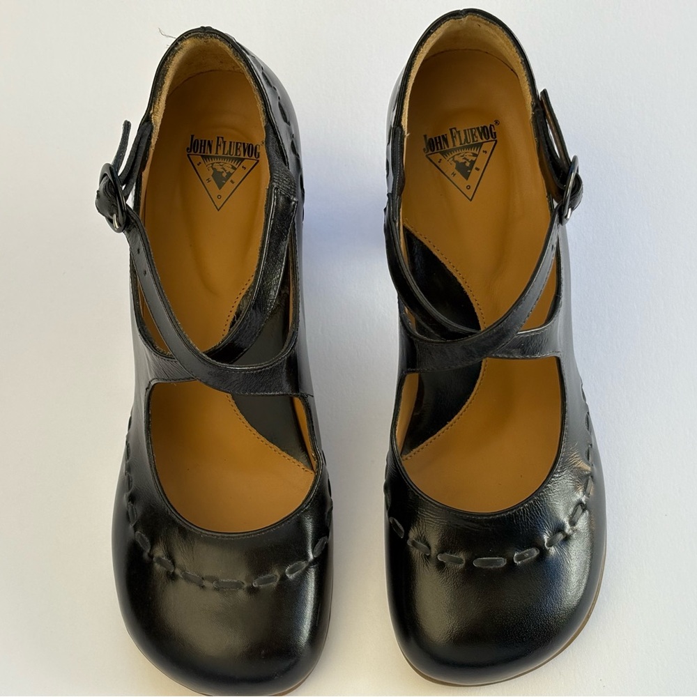 John Fluevog Black Leather Mary Janes Operetta Malibran Shoe Womens 8